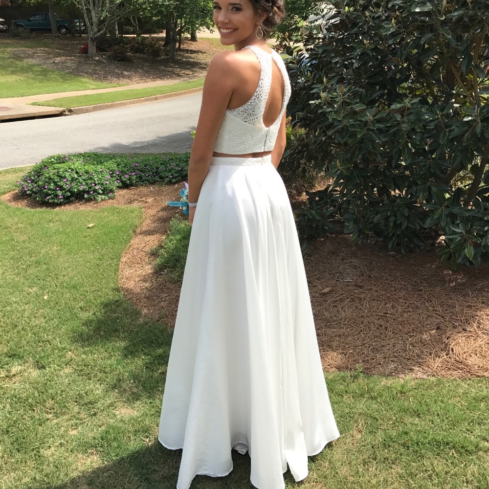 Two-piece. White prom dress